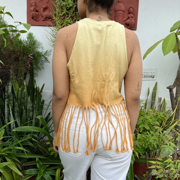 Forever 21 Mustard Yellow Fringed Top - Picture 2 of 5